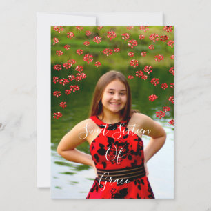 Sweet 16th Elisabeth Red Grey Silver Drips Photo Invitation