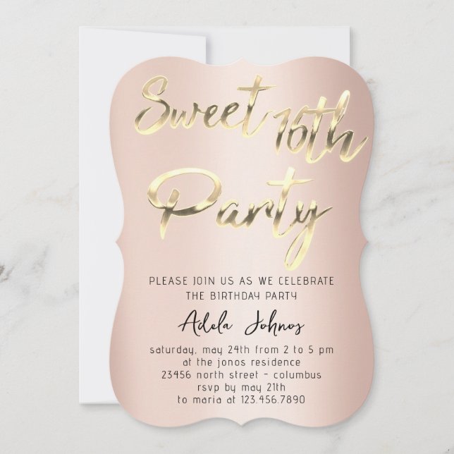 Sweet 16th Instant Download Rose Gold  Invitation (Front)
