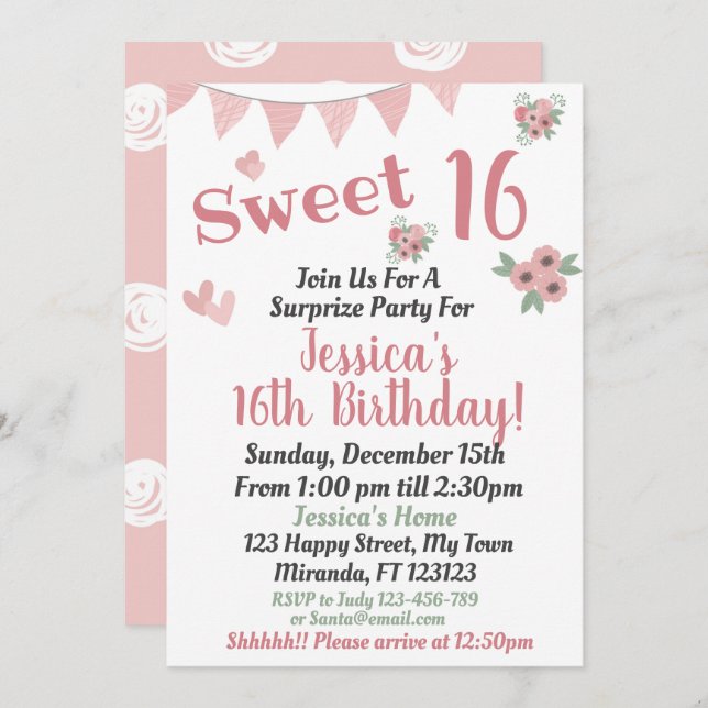 sweet 16th invitation (Front/Back)