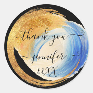 Sweet 16th Thank You Gold Save The Date Circles Classic Round Sticker