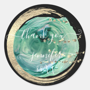 Sweet 16th Thank You Gold Save The Date Tropical Classic Round Sticker