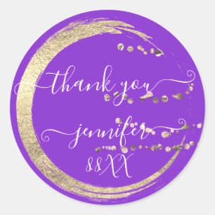 Sweet 16th Thank You Gold Save The Date Violet Classic Round Sticker