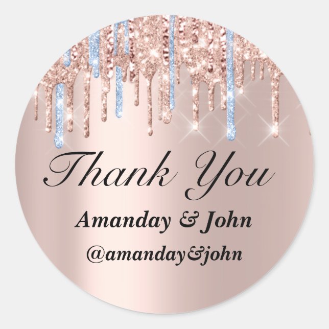 Sweet 16th Wedding Favour Bridal Thank Blue Rose Classic Round Sticker (Front)