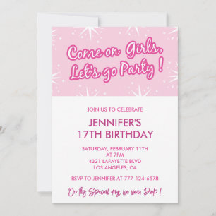 Sweet 17 birthday invitation elegant girly 