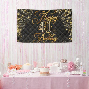 Sweet 40th Birthday Decorations for Women Gold Banner