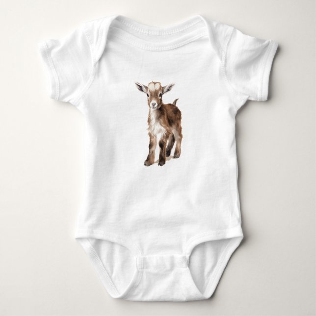 Sweet Adorable Baby Goat Kid  Baby Bodysuit (Front)