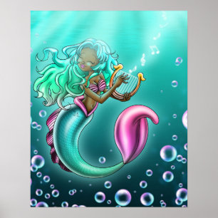 Sweet African American Mermaid Poster