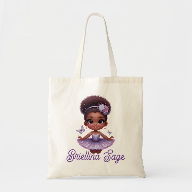 Sweet Afro Puff Purple Ballerina Girl  Tote Bag (Front)