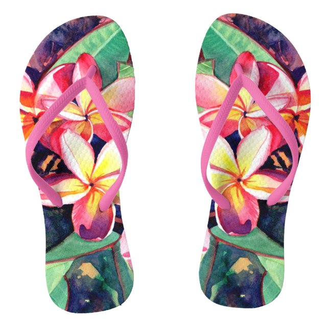 Sweet Aloha Plumeria Slippers Jandals (Footbed)