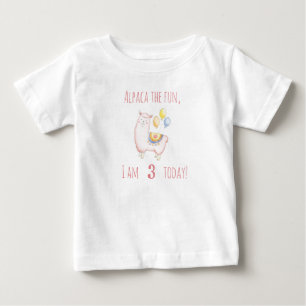 Sweet Alpaca with Balloon Blush Pink Kids Birthday Baby T-Shirt