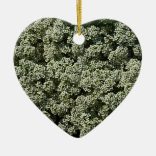 Sweet Alyssum Flowers White Floral Ceramic Tree Decoration