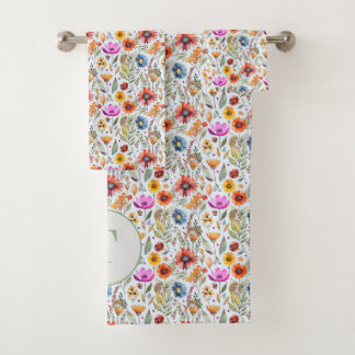 Sweet and Adorable Wildflowers & Hedgehog Pattern Bath Towel Set