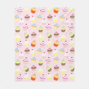 Sweet and Colourful Cupcake Pattern Fleece Blanket