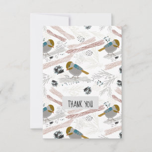 Sweet And Cute Chickadee Pattern Design Thank You Card
