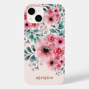 Sweet and Elegant Monogram Watercolour Floral Case-Mate iPhone 14 Case