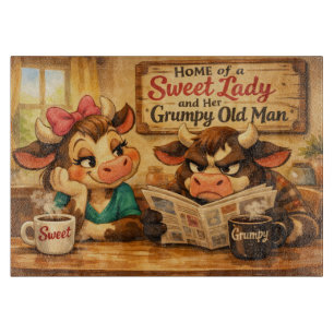 Sweet and Grumpy Couple Cutting Board