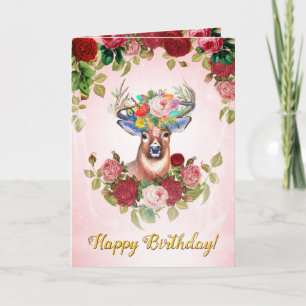 Sweet and Pink Elegant Floral Rose Dear Birthday Card