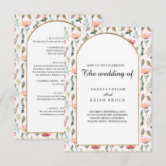 Sweet and Pink Floral Wedding  Invitation