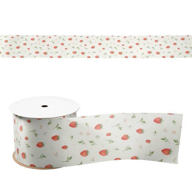 Sweet and Pretty Cute Strawberries Patterned Satin Ribbon (Creator Uploaded)