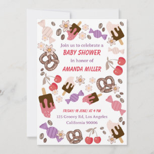 Sweet and Salty Baby Shower Treats White Pattern Invitation