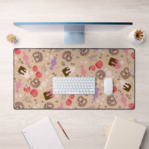 Sweet and Salty Treats Beige Pattern Desk Mat