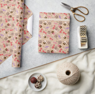 Sweet and Salty Treats Beige Pattern Wrapping Paper