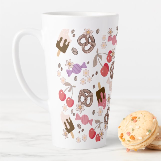 Sweet and Salty Treats Pattern Girls Latte Mug (In Situ)