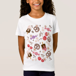 Sweet and Salty Treats Pattern Girls T-Shirt