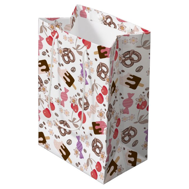 Sweet and Salty Treats Pattern Medium Gift Bag (Front Angled)