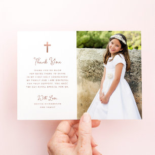 Sweet and Simple   Photo First Holy Communion Thank You Card