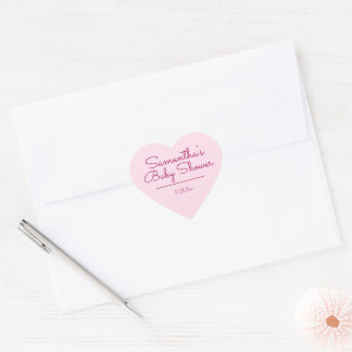 Sweet and Simple Pink Baby Shower Heart Sticker