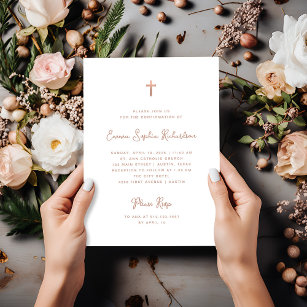 Sweet and Simple   Rose Gold Confirmation Invitation
