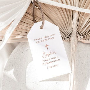 Sweet and Simple Rose Gold First Holy Communion Gift Tags