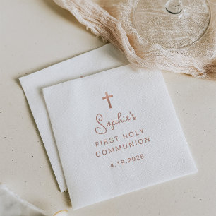 Sweet and Simple   Rose Gold First Holy Communion Napkin