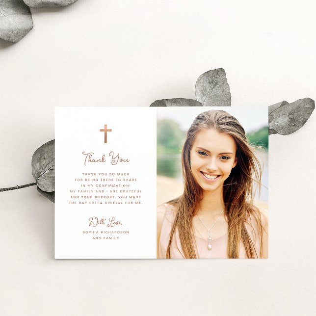 Sweet and Simple | Rose Gold Photo Confirmation Thank You Card (Creator Uploaded)