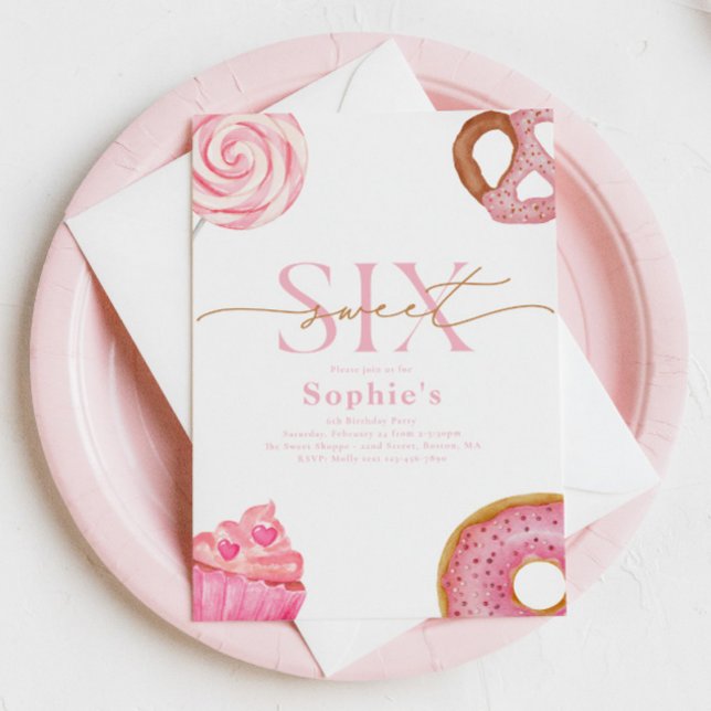 Sweet and Six Birthday Invitation (Creator Uploaded)