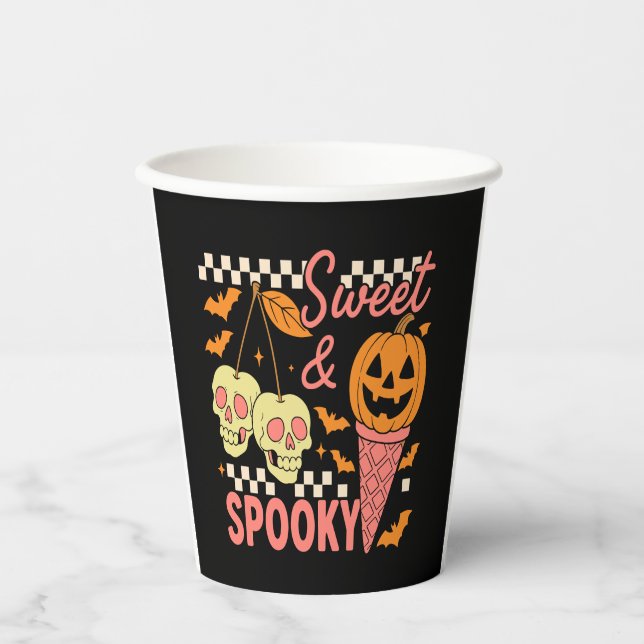 Sweet and Spooky Cute Halloween Paper Cups (Front)