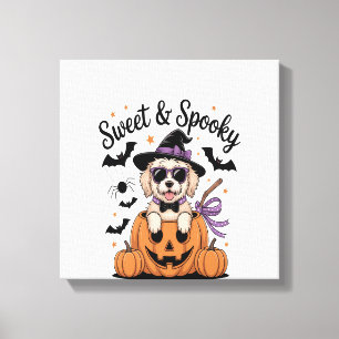 Sweet and Spooky Dog Halloween Canvas Print