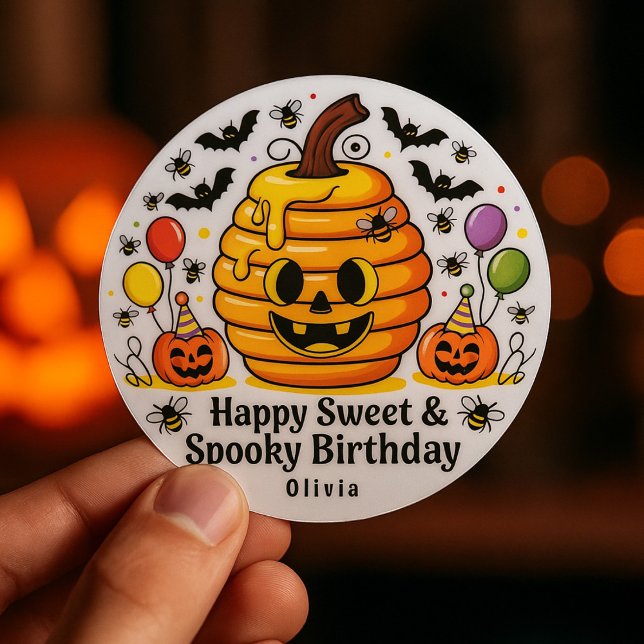 Sweet and Spooky Halloween Birthday Party Favour Classic Round Sticker (Creator Uploaded)