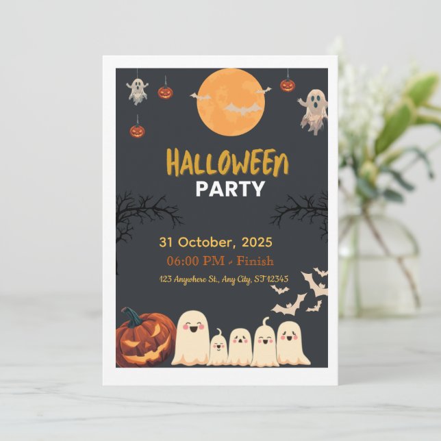 Sweet and Spooky Halloween Celebration Invitation (Standing Front)