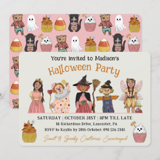 Sweet and Spooky Pink Halloween Costume Party Invitation