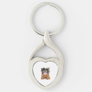 Sweet and Spooky Poodle and Pumpkin Key Ring