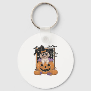 Sweet and Spooky Poodle and Pumpkin Key Ring