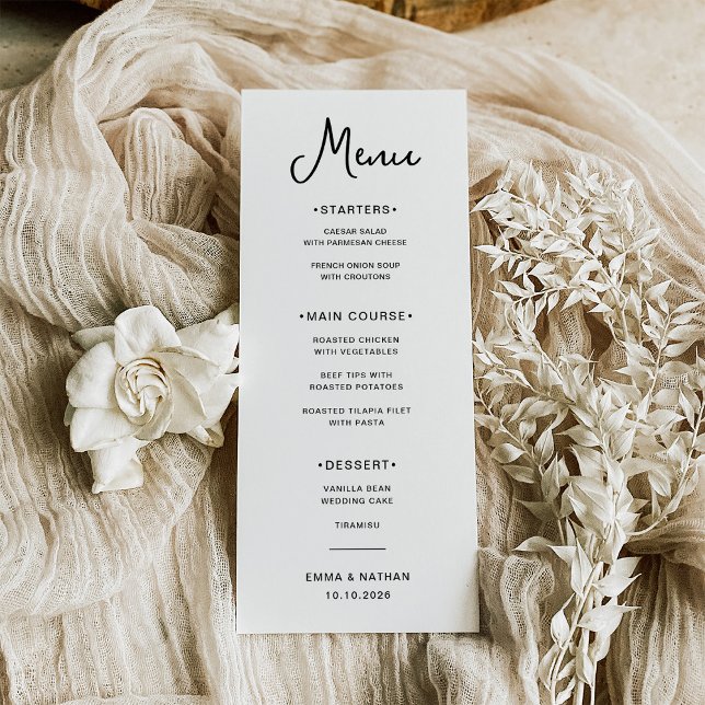 Sweet and Whimsical | Black and White Wedding Menu (A sweet and whimsical, black and white wedding menu)