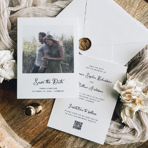 Sweet and Whimsical   Photo and QR Code Save The Date