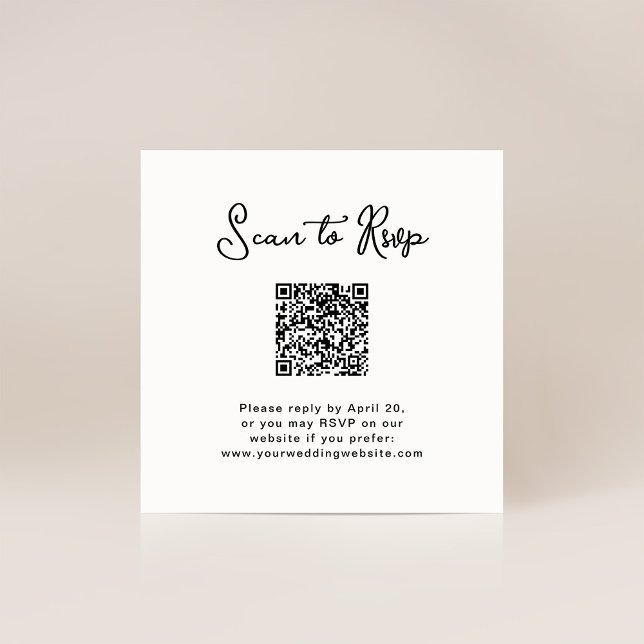 Sweet and Whimsical | RSVP with QR Code Enclosure Card (A sweet and simple wedding rsvp card with scannable QR code)