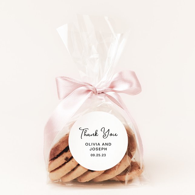 Sweet and Whimsical | Wedding Thank You Classic Round Sticker (A sweet and whimsical thank you sticker for your wedding favors)