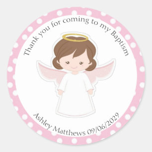 Sweet Angel Baptism First Communion Party Favour Classic Round Sticker