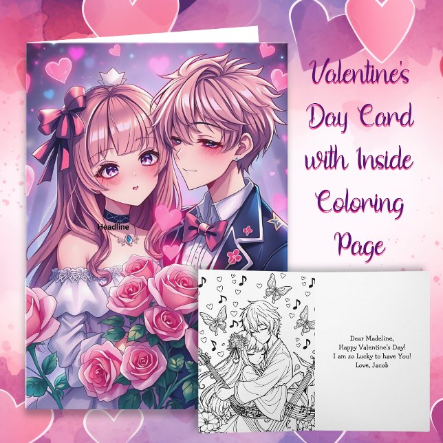 Sweet Anime Personalised Photo Valentine's Day Card (Creator Uploaded)