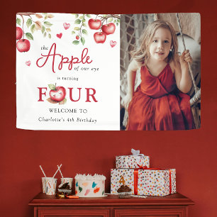 Sweet Apple Of Our Eye    Photo 4th Birthday Banner